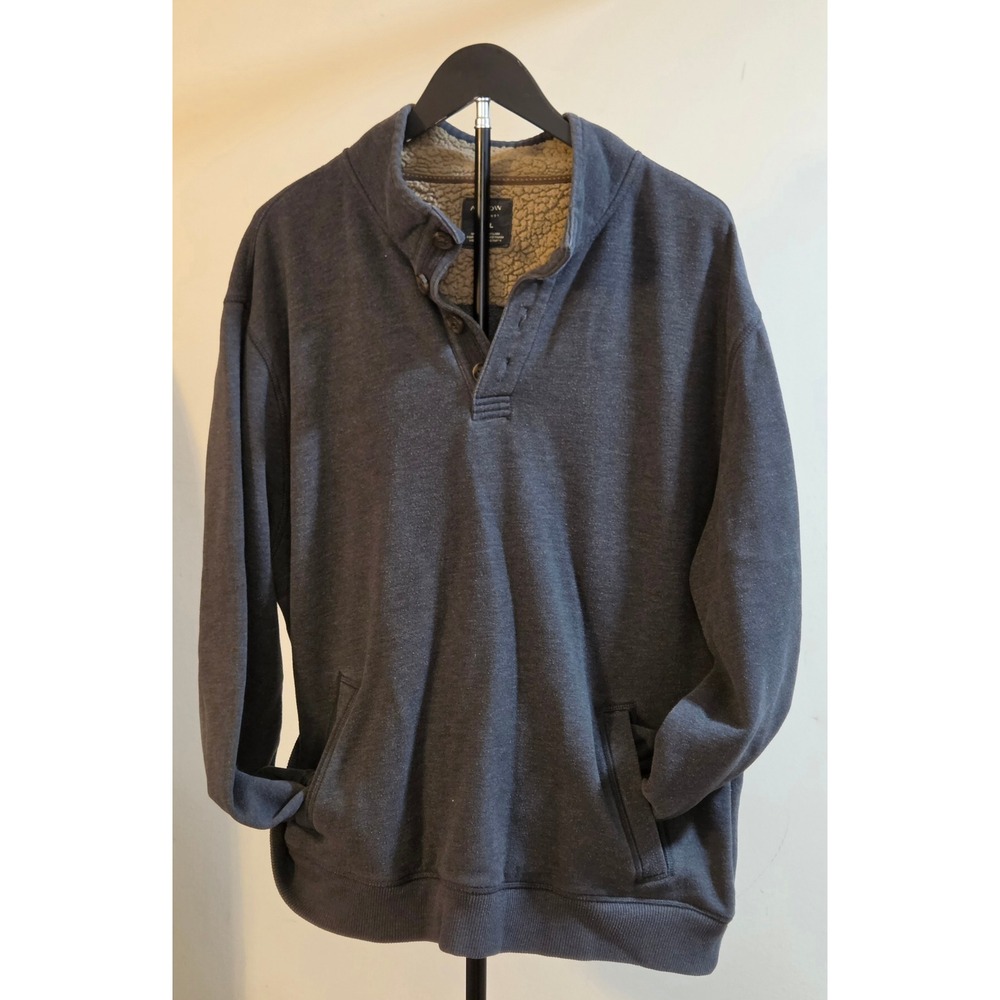 Arrow Quarter Button Pullover Sweatshirt Mens Size XXL Gray